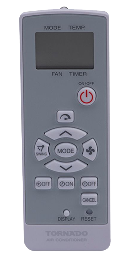 تكييف هواء تورنيدو سبليت ، 2.25 حصان ، بارد - ساخن ، شاشة ديجيتال ، أبيض ، TY-C18BEE