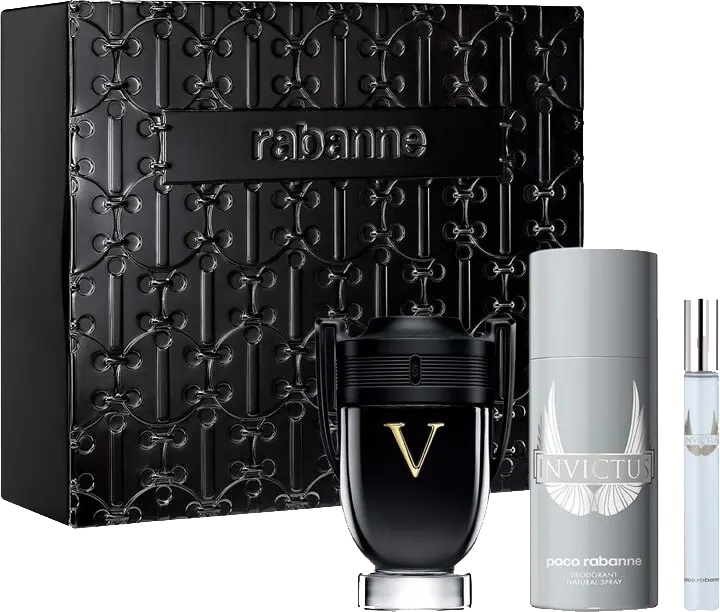 مجموعة انفيكتوس فيكتوري من باكو رابان للرجال، عطر انفيكتوس فيكتوري، 100 مل + مزيل عرق، 150 مل + عطر انفيكتوس فيكتوري، 10 مل