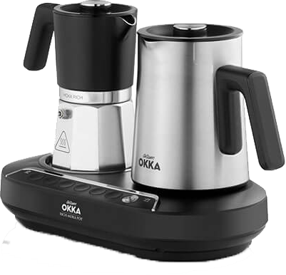 ماكينة تحضير قهوة تركي ارزوم اوكا ريتش موكا بوت، 1350 وات، 5 فنجان، مؤشر ليد، فضي، OK0027