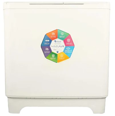 غسالة ملابس هاف اوتوماتيك باساب ، 10 كيلو ، بدون طلمبة ، أبيض ، WMH10