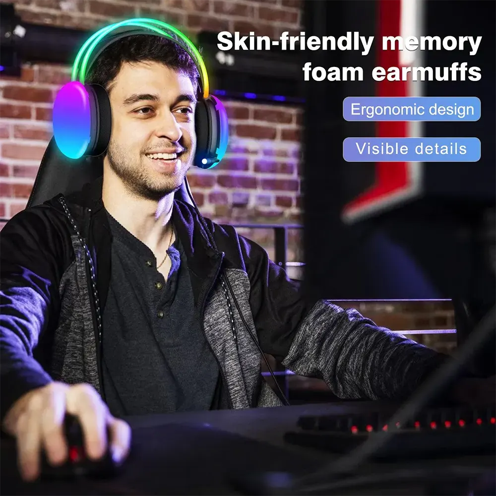 سماعة رأس سلكية للألعاب من سبارك، ميكروفون مدمج، منفذ USB ومقبس صوت 3.5 ملم، أسود، H105