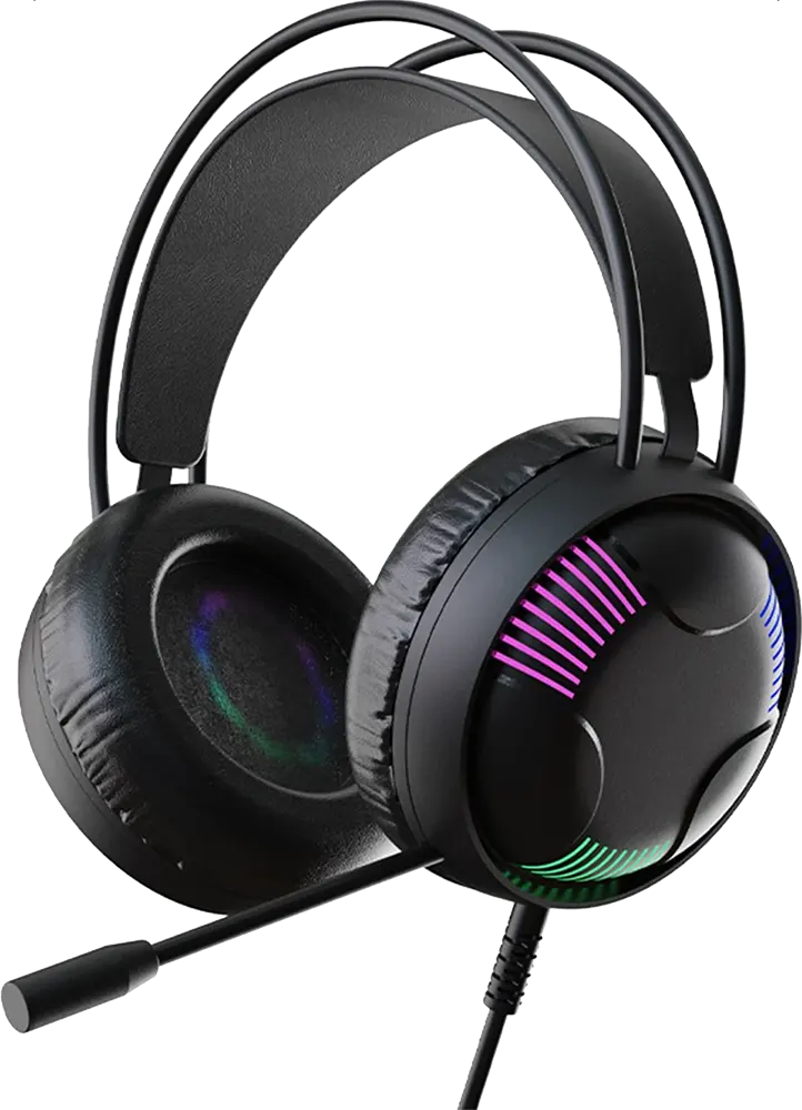 سماعة رأس سلكية للألعاب من سبارك، ميكروفون مدمج، منفذ USB، أسود، H108