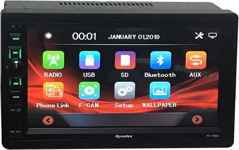 كاسيت شاشة للسيارة من روديكس إل سي دي، منفذ يو إس بي وأيه يو إكس، أسود  RX.7000