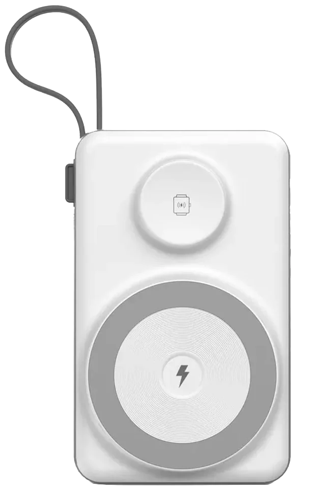 باور بانك مومو لاسلكي مجناتيك ، 10000 مللي أمبير ، شاحن ساعة سمارت ، شحن سريع 2 × PD Type-C  ، قدرة 22.5 واط ، أبيض ، MO-044402