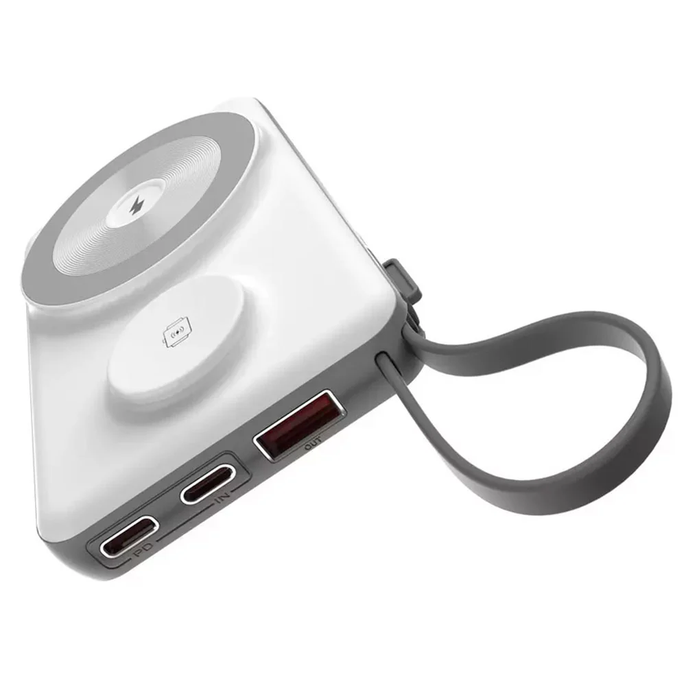 باور بانك مومو لاسلكي مجناتيك ، 10000 مللي أمبير ، شاحن ساعة سمارت ، شحن سريع 2 × PD Type-C  ، قدرة 22.5 واط ، أبيض ، MO-044402
