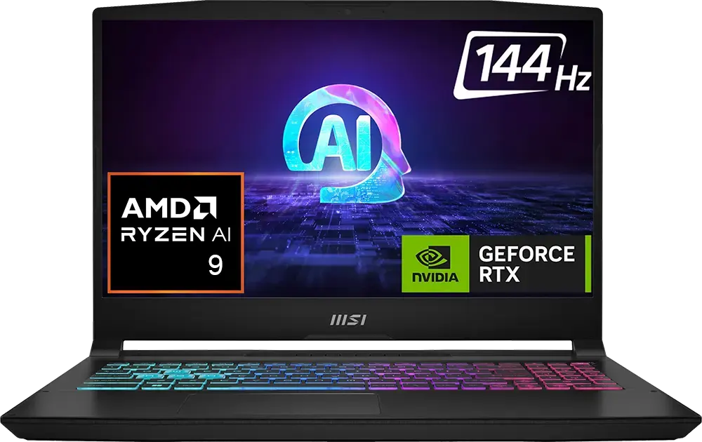 لابتوب msi كاتانا 15A15 AI B8VE-615XEG، معالج AMD Ryzen™ 9 8945HS، رامات 16 جيجابايت، هارد ديسك 512 جيجابايت SSD ، كارت شاشة NVIDIA® GeForce RTX™ 4050 سعة 6 جيجابايت GDDR6، شاشة 15.6 بوصة FHD،اسود