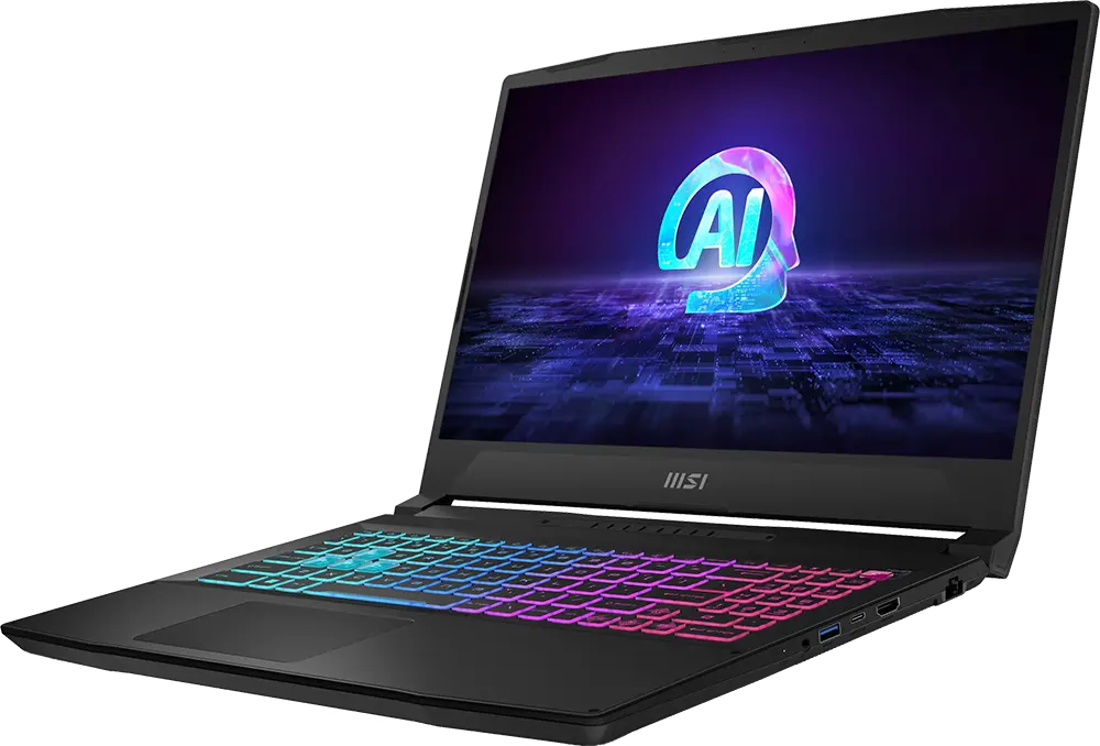 لابتوب msi كاتانا 15A15 AI B8VE-615XEG، معالج AMD Ryzen™ 9 8945HS، رامات 16 جيجابايت، هارد ديسك 512 جيجابايت SSD ، كارت شاشة NVIDIA® GeForce RTX™ 4050 سعة 6 جيجابايت GDDR6، شاشة 15.6 بوصة FHD،اسود