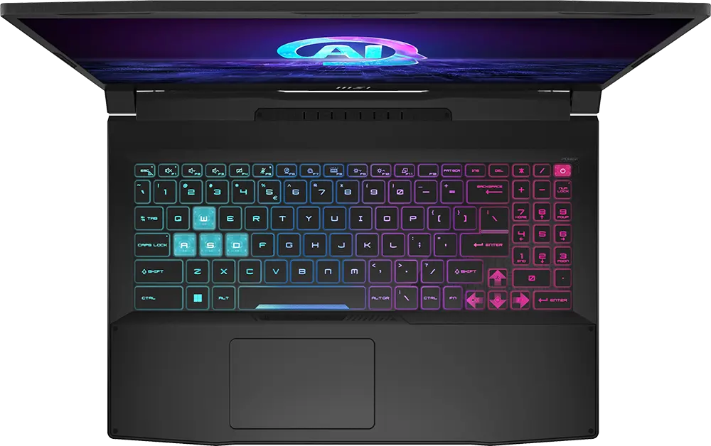 لابتوب msi كاتانا 15A15 AI B8VE-615XEG، معالج AMD Ryzen™ 9 8945HS، رامات 16 جيجابايت، هارد ديسك 512 جيجابايت SSD ، كارت شاشة NVIDIA® GeForce RTX™ 4050 سعة 6 جيجابايت GDDR6، شاشة 15.6 بوصة FHD،اسود