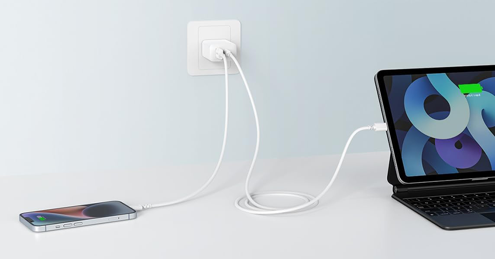 شاحن انكر نونو، 20 وات، منفذين للشحن، أبيض، A2348621