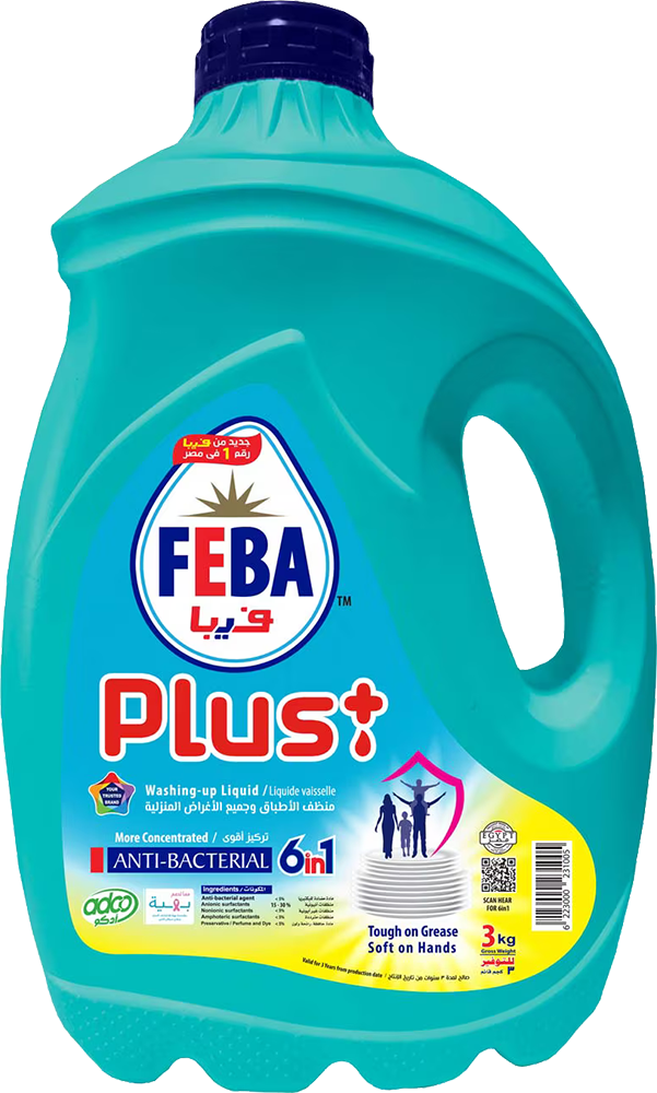 فيبا سائل تنظيف الاطباق والاسطح المنزلية ، 6 في1، مضاد للبكتريا، 3 كجم