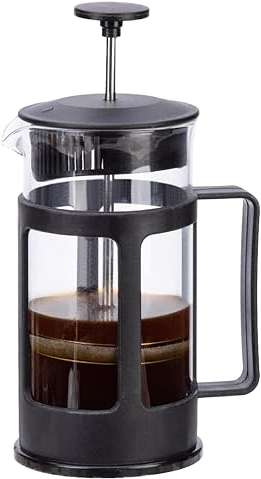 ماكينة تحضير القهوة الفرنسية بالضغط ، 600مل، زجاج البوروسيليكات السميك المقاوم للحرارة ، أسود