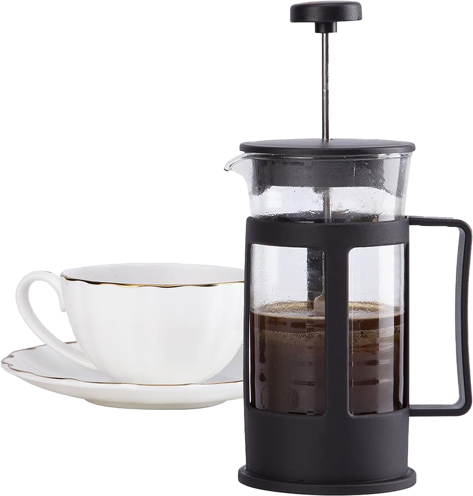 ماكينة تحضير القهوة الفرنسية بالضغط ، 600مل، زجاج البوروسيليكات السميك المقاوم للحرارة ، أسود