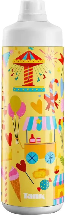 زجاجة مياه تانك سوبر كول برسومات، سعة 650 مل، لون اصفر