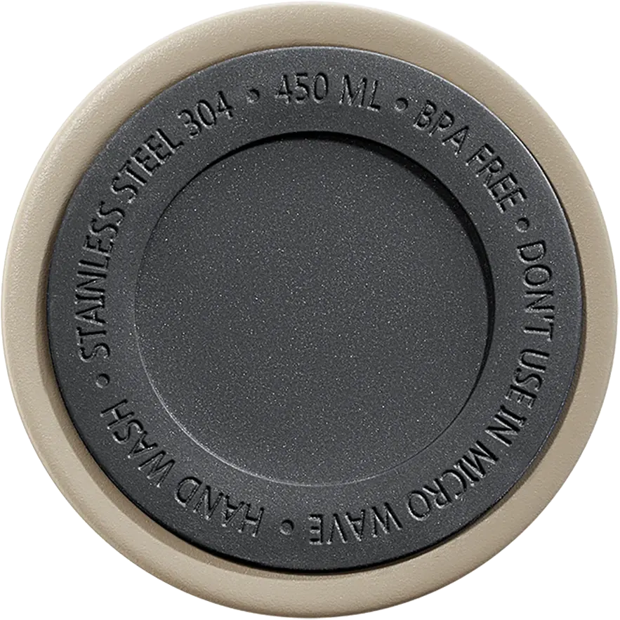 مج حراري تانك استانلس ستيل، زرار امان، 450 مللي، لون بيج