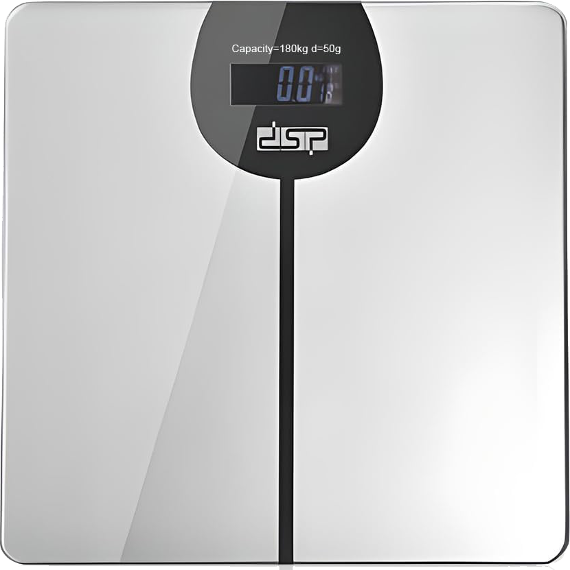 DSP Personal Body Scale, 180 kg, Digital Display, Non-Slip, Silver, KD7013