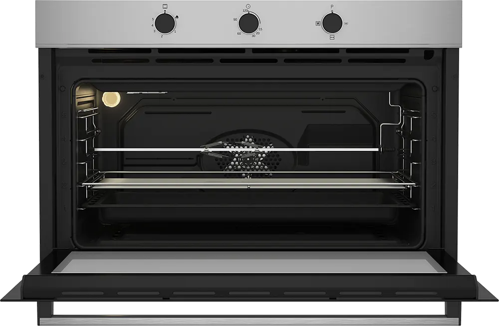 فرن بلت ان بيكو كلاسيك 90 سم غاز، مروحة تبريد، أمان كامل، اسود*فضي، موديل BBWHT12106XS