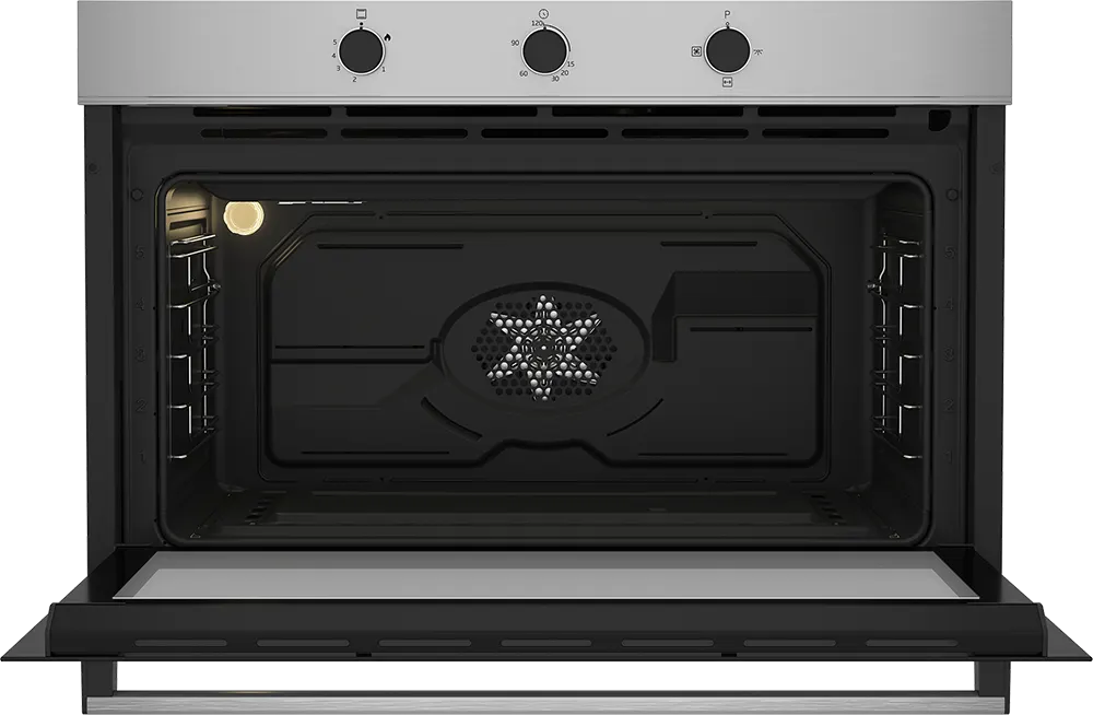 فرن بلت ان بيكو كلاسيك 90 سم غاز، مروحة تبريد، أمان كامل، اسود*فضي، موديل BBWHT12106XS