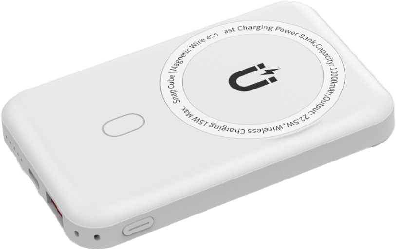 باور بانك لاسلكي ويوو سناب كيوب، 10000 مللي أمبير، شحن سلكي 22.5 وات، شحن لاسلكي 15وات، 2 منفذ ، أبيض، SC10000WHT