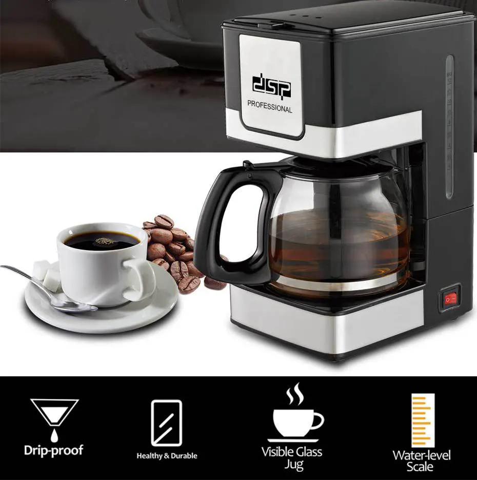 صانع قهوة امريكية دي اس بي، 800 وات، سعة 12 أكواب، لون أسود، موديل ، KA3024