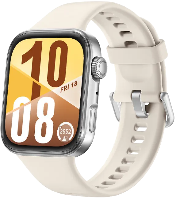 ساعة هواوي فيت 4 الذكية، شاشة أموليد مقاس 1.82 بوصة، حزام مطاطي فلوري، مقاومة للماء، لون أبيض ،SYA-B09