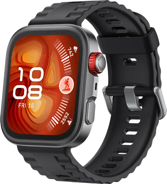 ساعة هواوي فيت 4 برو الذكية، شاشة أموليد مقاس 1.82 بوصة، NFC، حزام مطاطي فلوري،  مقاومة للماء، لون أسود، SYA-B29