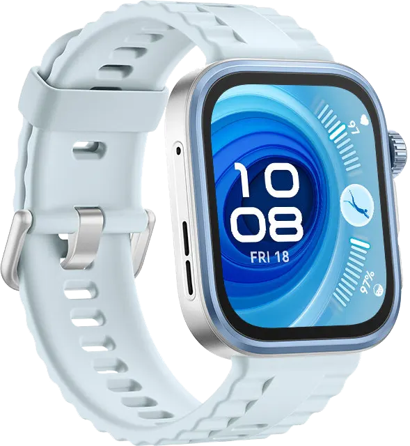 ساعة هواوي فيت 4 برو الذكية، شاشة أموليد مقاس 1.82 بوصة، NFC، حزام مطاطي فلوري،  مقاومة للماء، لون أزرق، SYA-B29