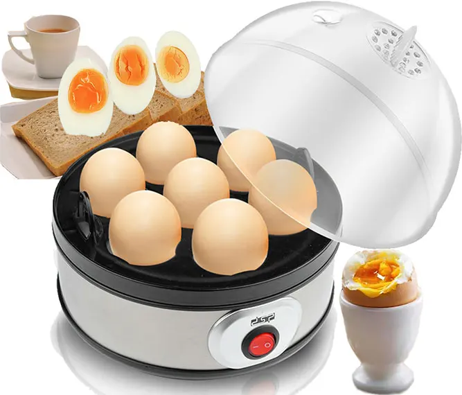 غلاية بيض كهربائية دي اس بي، 350 وات، اسود وفضي، KA5001