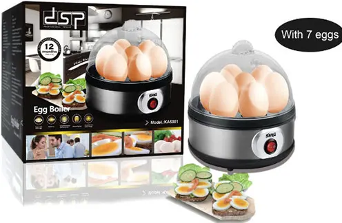 غلاية بيض كهربائية دي اس بي، 350 وات، اسود وفضي، KA5001