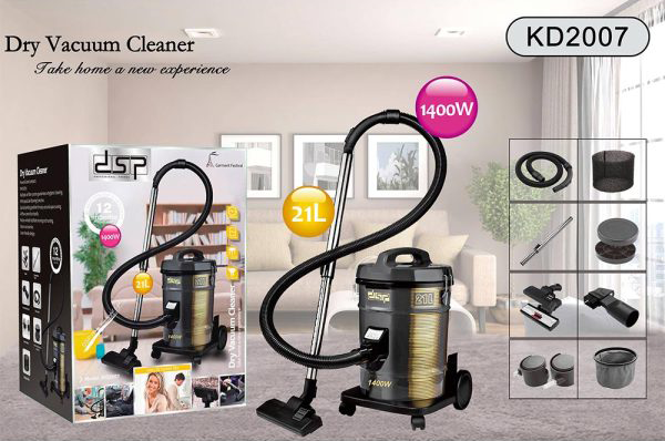 مكنسة كهربائية برميل دي اس بي ، 1400 وات ، سعة 21 لتر ، أسود ، KD2007