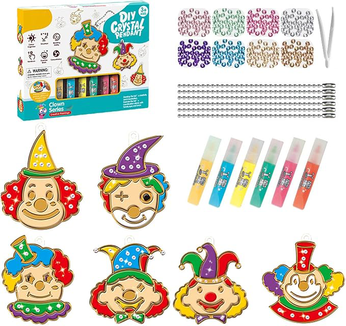 لعبة تلوين ميدالية المهرج الكريستالية المصنوعة يدويا، 4-996