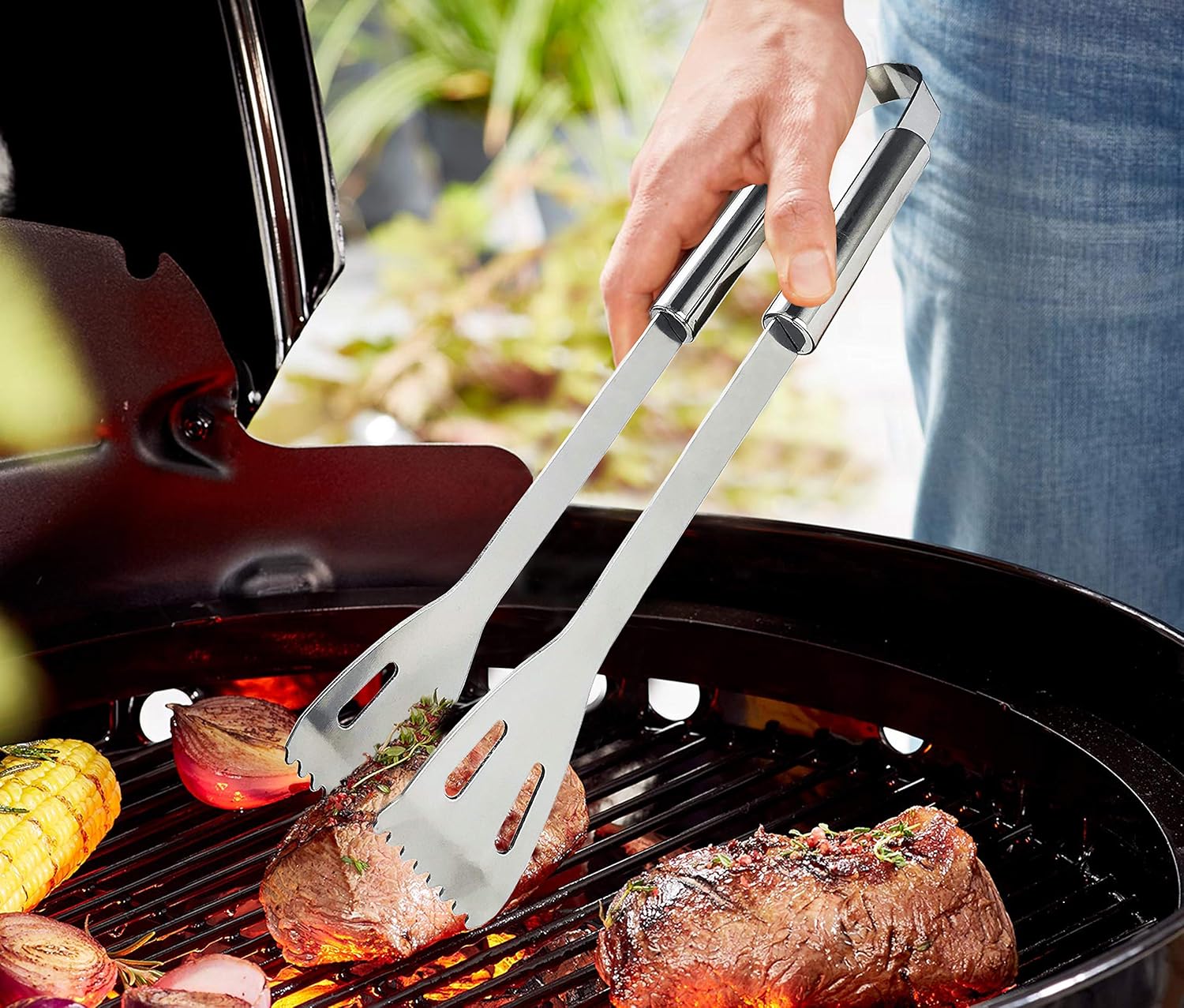 مجموعة ادوات شوي مع الشنطة ، مصنوعة من استانلس ستيل ، موديل 580