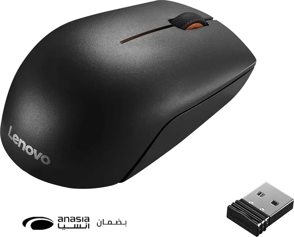 ماوس لاسلكي لينوفو 300، 2.4 جيجا هرتز، 1000 نقطة لكل بوصة، أسود