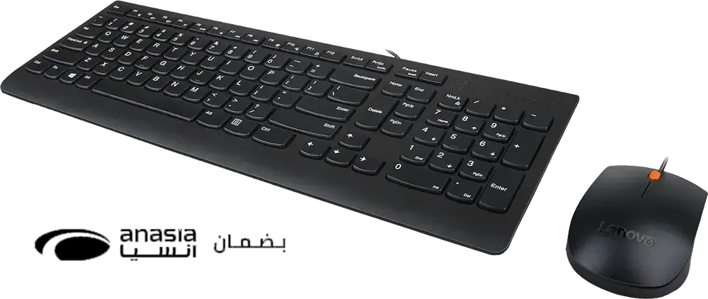 لوحة مفاتيح وماوس سلكية لينوفو 300، USB، أسود