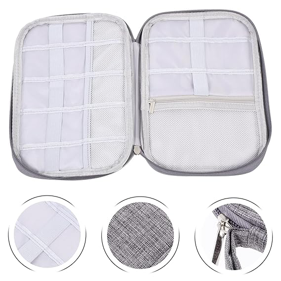 شنطة تنظيم شواحن واكسسوارات الكترونية، رمادي