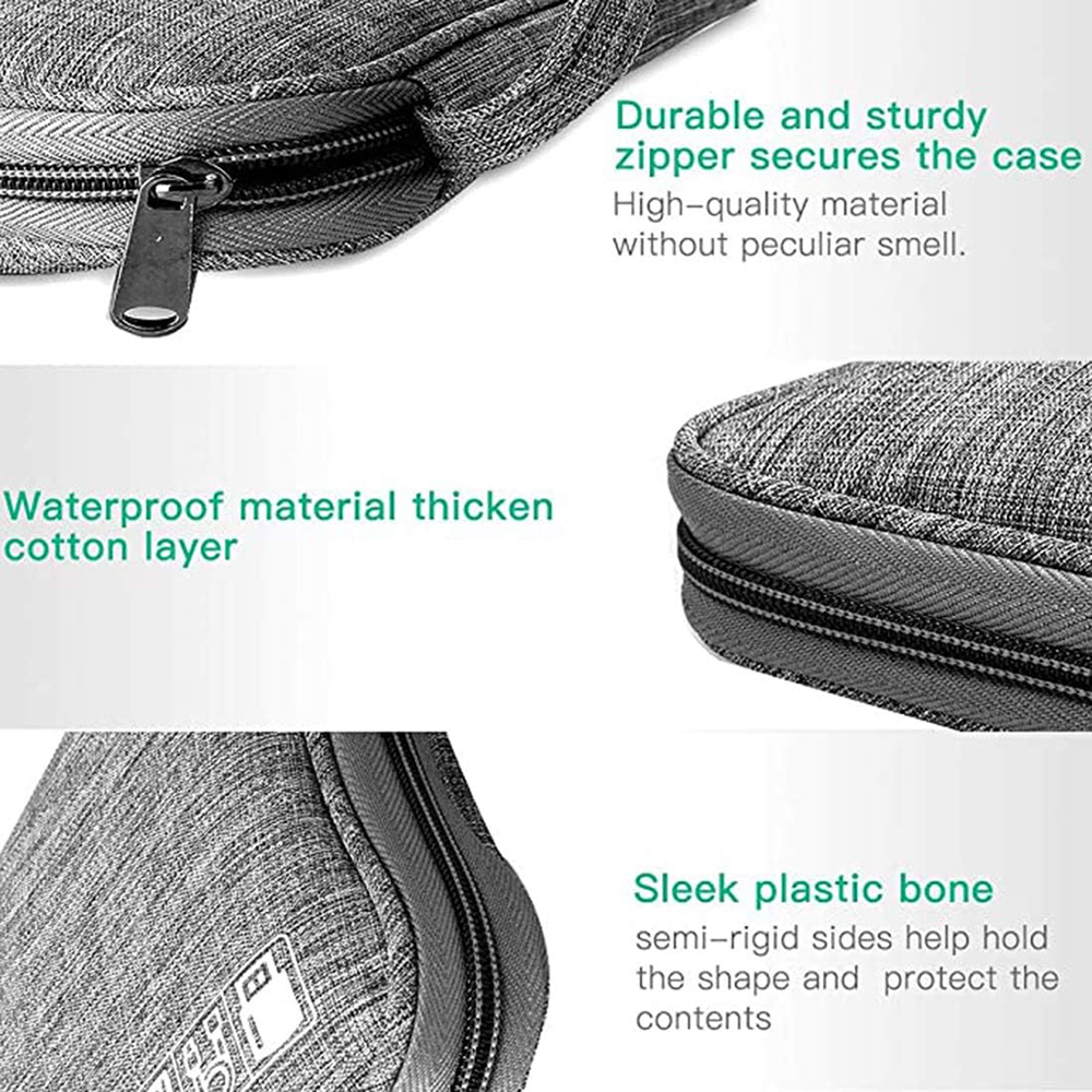 شنطة تنظيم شواحن واكسسوارات الكترونية، رمادي