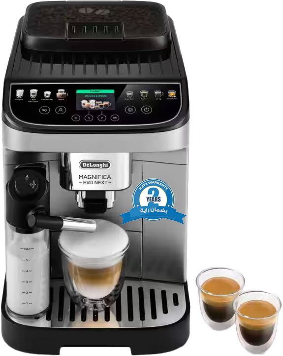 ماكينة تحضير القهوة والإسبريسو ديلونجي ماجنيفكا ايفو نيكست صناعة روماني، 1450 وات، 1.8 لتر، شاشة لمس 2.4 بوصة، فضي، ECAM310.80.SB ( ضمان راية )