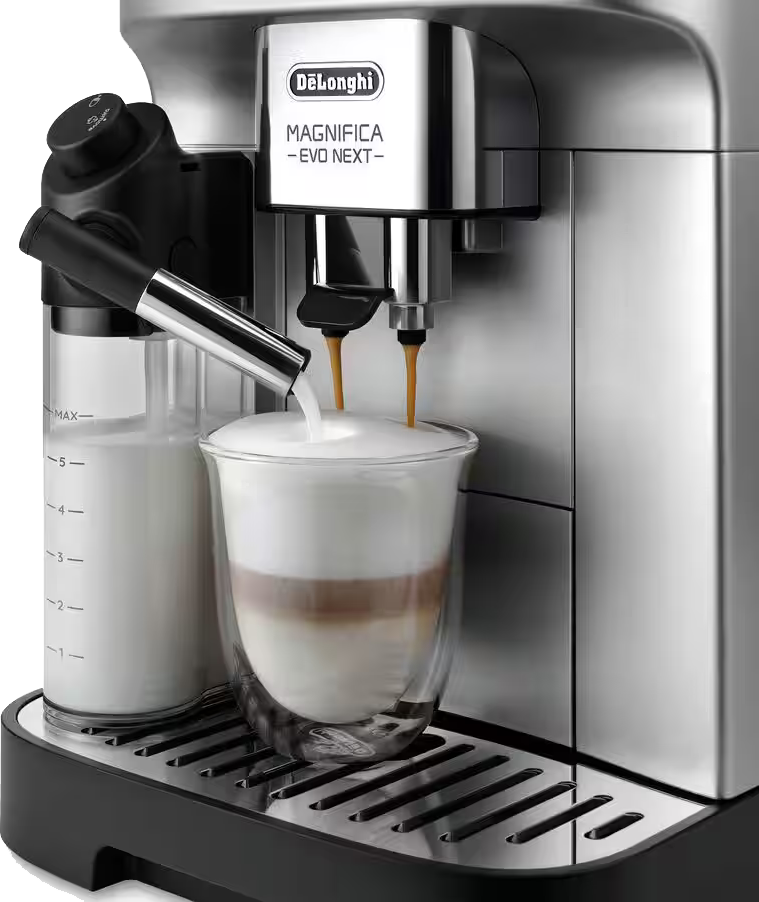 ماكينة تحضير القهوة والإسبريسو ديلونجي ماجنيفكا ايفو نيكست صناعة روماني، 1450 وات، 1.8 لتر، شاشة لمس 2.4 بوصة، فضي، ECAM310.80.SB ( ضمان راية )
