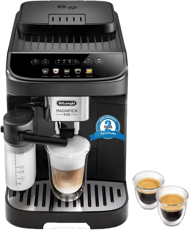 ماكينة تحضير القهوة والإسبريسو ديلونجي ماجنيفكا ايفو صناعة روماني، 1450 وات، 1.8 لتر، شاشة تحكم لمس ، أسود ، ECAM290.61.B ( ضمان راية )