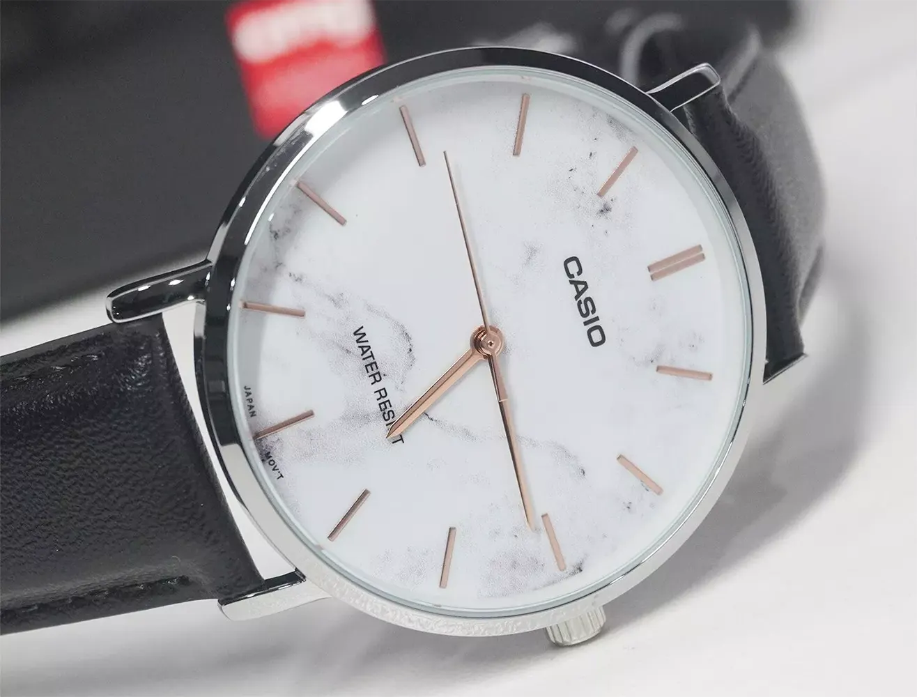 ساعه كاسيو رجالي، عقارب سوار جلد ، اسود , MTP-VT01LM-7AUDF