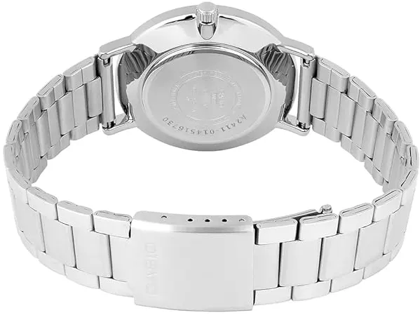 ساعة كاسيو للرجال، مينا اسود، عقارب دائرية، سوار ستانلس ستيل فضي، ساعة يد تناظرية، فضي، MTP-VT03D-1B