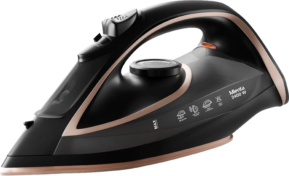 مكواه ملابس بخار ميانتا 2400 وات، قاعدة سيراميك، اسود * ذهبى، موديل SI181640A