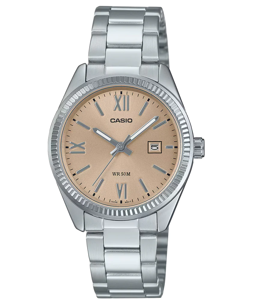 ساعة يد كاسيو حريمي من الستانلس ستيل ، عقارب - مقابض LTP-1302DD-4A2VDF