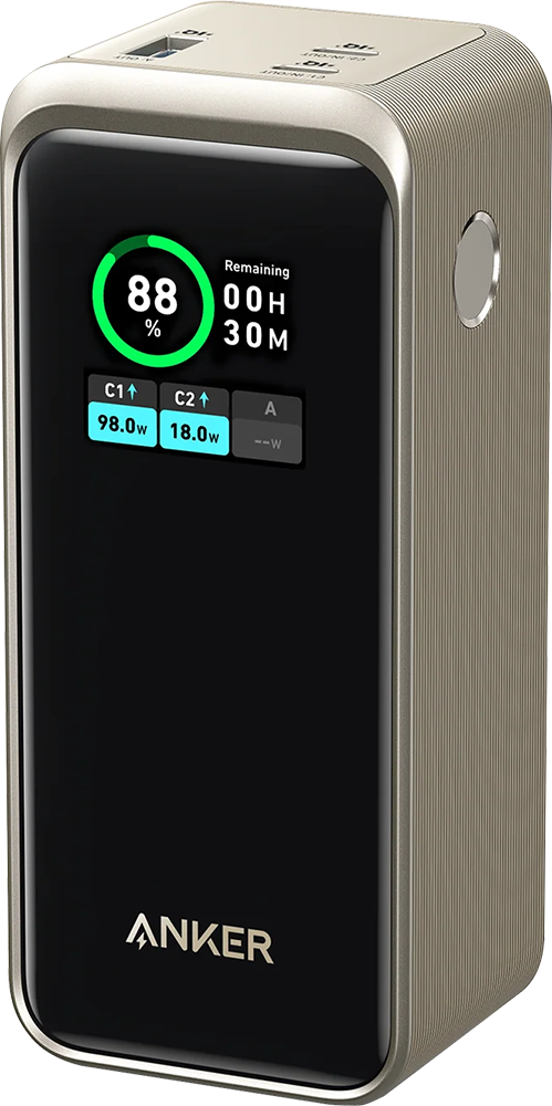 باور بانك أنكر برايم، 20000 مللي أمبير، سرع شحن 200 وات، شاشة ديجيتال سمارت، ذهبي،A13360B1