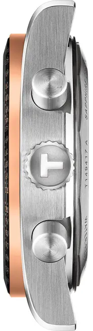 ساعة تيسوت للرجال، مينا اسود، عقارب دائرية، سوار ستانلس ستيل فضي في روز جولد، ساعة يد تناظرية، فضي، T149.417.22.051.01