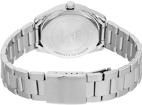 ساعة كاسيو للنساء، مينا من اللؤلؤ، عقارب دائرية، سوار ستانلس ستيل فضي، ساعة يد تناظرية، فضي، LTP-1302DS-4AVDF