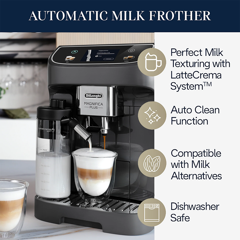 ماكينة تحضير القهوة والإسبريسو ديلونجي ماجنيفكا بلس صناعة روماني، 1450 وات، 1.9 لتر، شاشة تحكم لمس، رمادي، ECAM320.61.G ( ضمان راية )