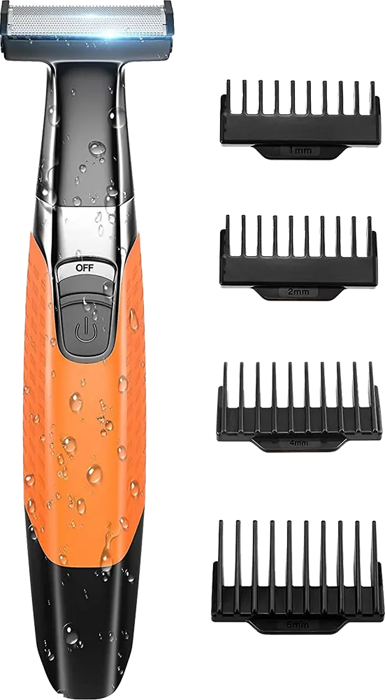 ماكينة حلاقة الذقن والجسم كيمي، قابلة للشحن، برتقالي، KM-1910