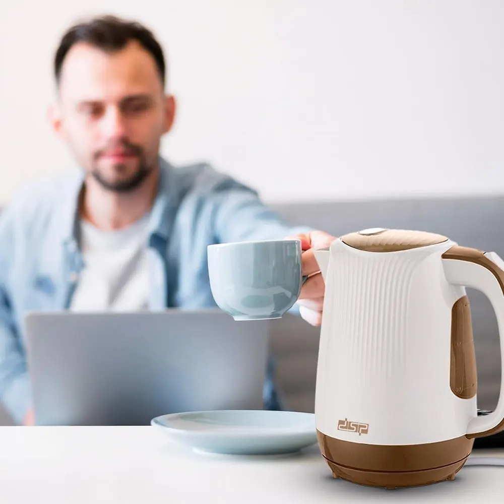 غلاية مياه كهربائية بلاستيك دي إس بي، 1.7 لتر، 900 وات، أبيض، KK1002