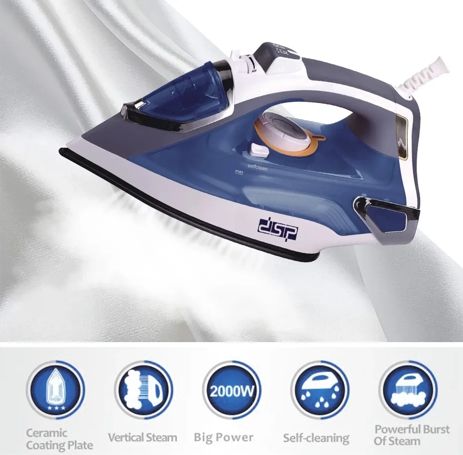 مكواة ملابس بخار دي اس بي 2000 وات، قاعدة تيفلون، متعددة الالوان، KD1032