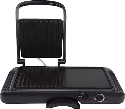 شواية كهربائية مع صانع ساندويتشات دي اس بي، 1600 وات، جريل جزئين، أسود، KB1050